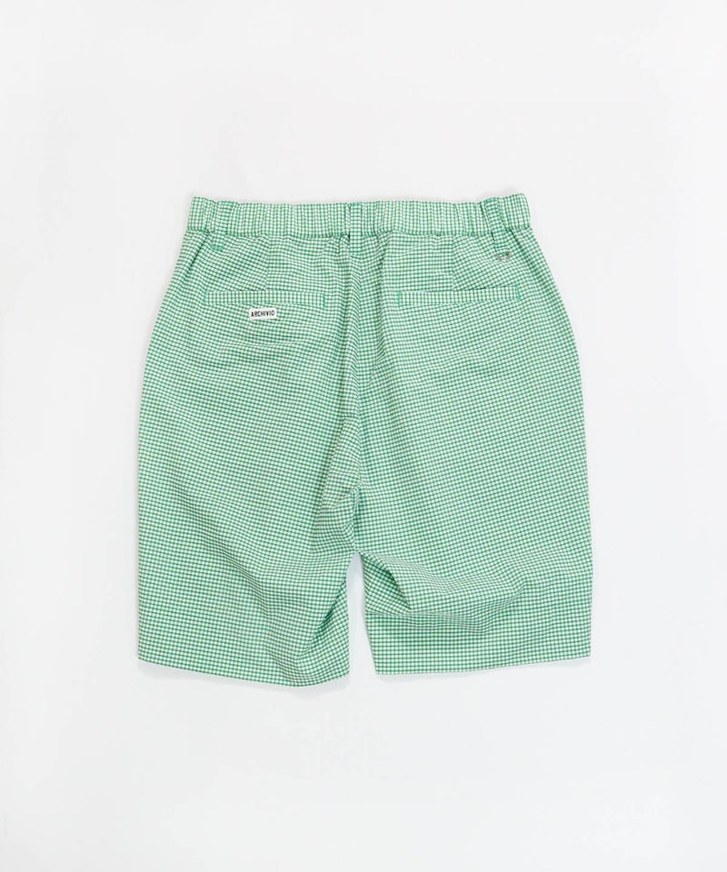 【メンズ】ギンガム冷感ショートパンツ(グリーン)後ろ