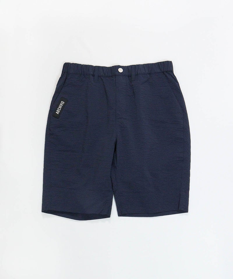 【メンズ】ギンガム冷感ショートパンツ(ネイビー)前