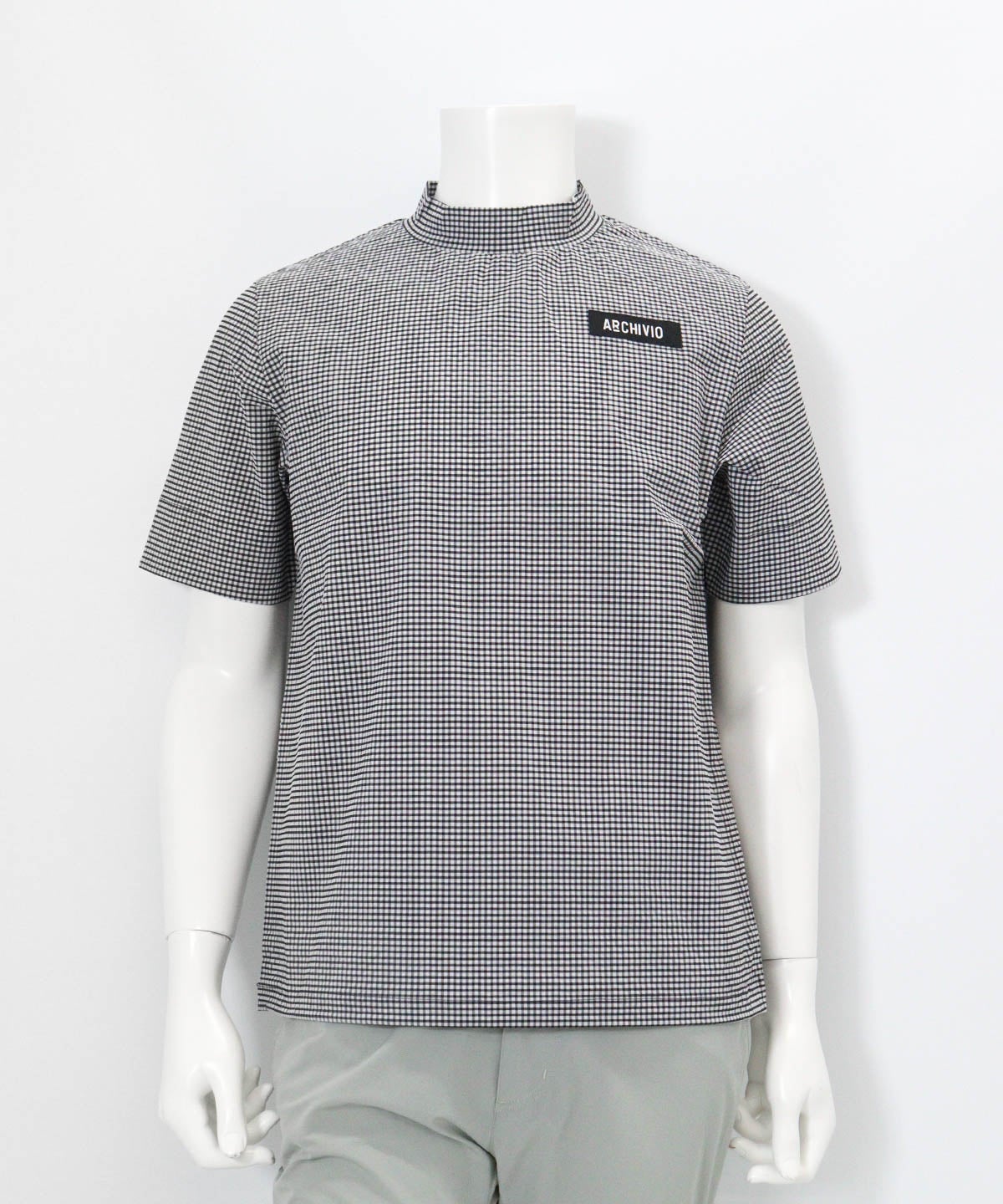 【メンズ】ギンガム冷感プルオーバー(ブラック)前