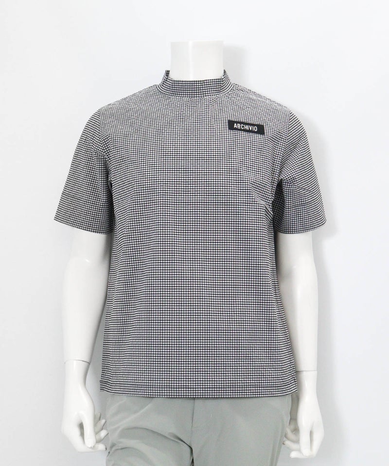 【メンズ】ギンガム冷感プルオーバー(ブラック)前