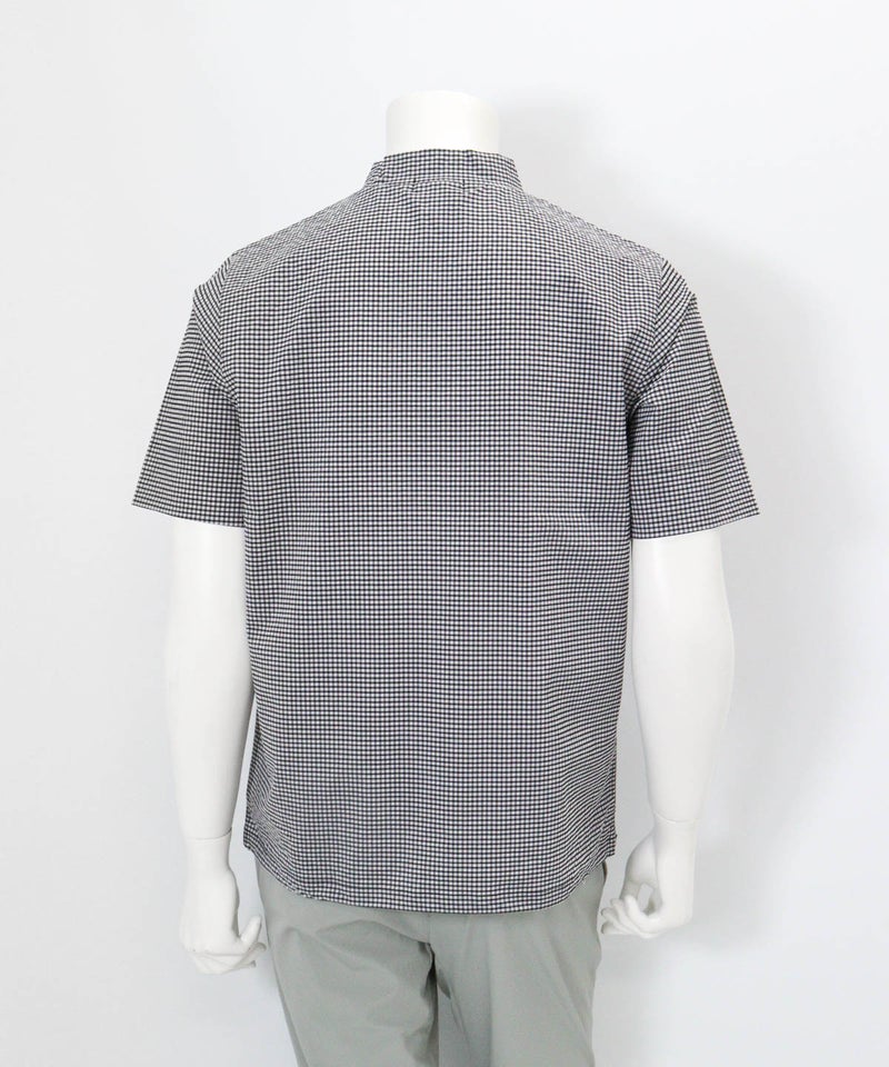 【メンズ】ギンガム冷感プルオーバー(ブラック)後ろ