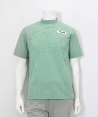 【メンズ】ギンガム冷感プルオーバー(グリーン)前