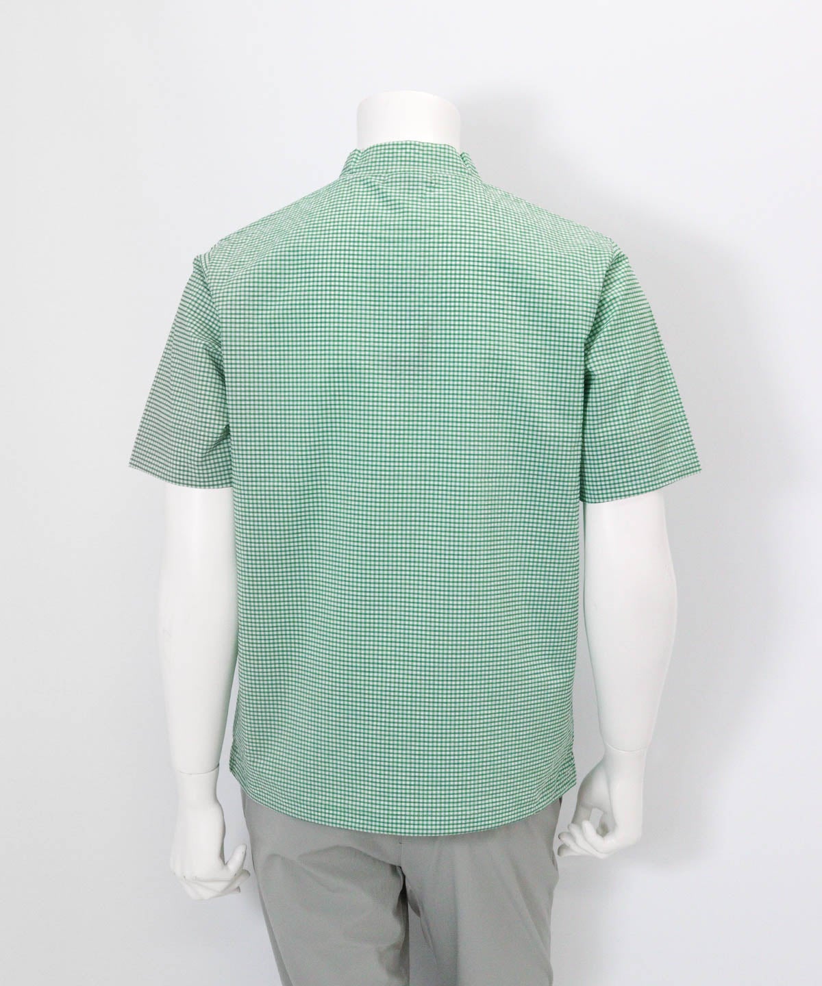 【メンズ】ギンガム冷感プルオーバー(グリーン)後ろ