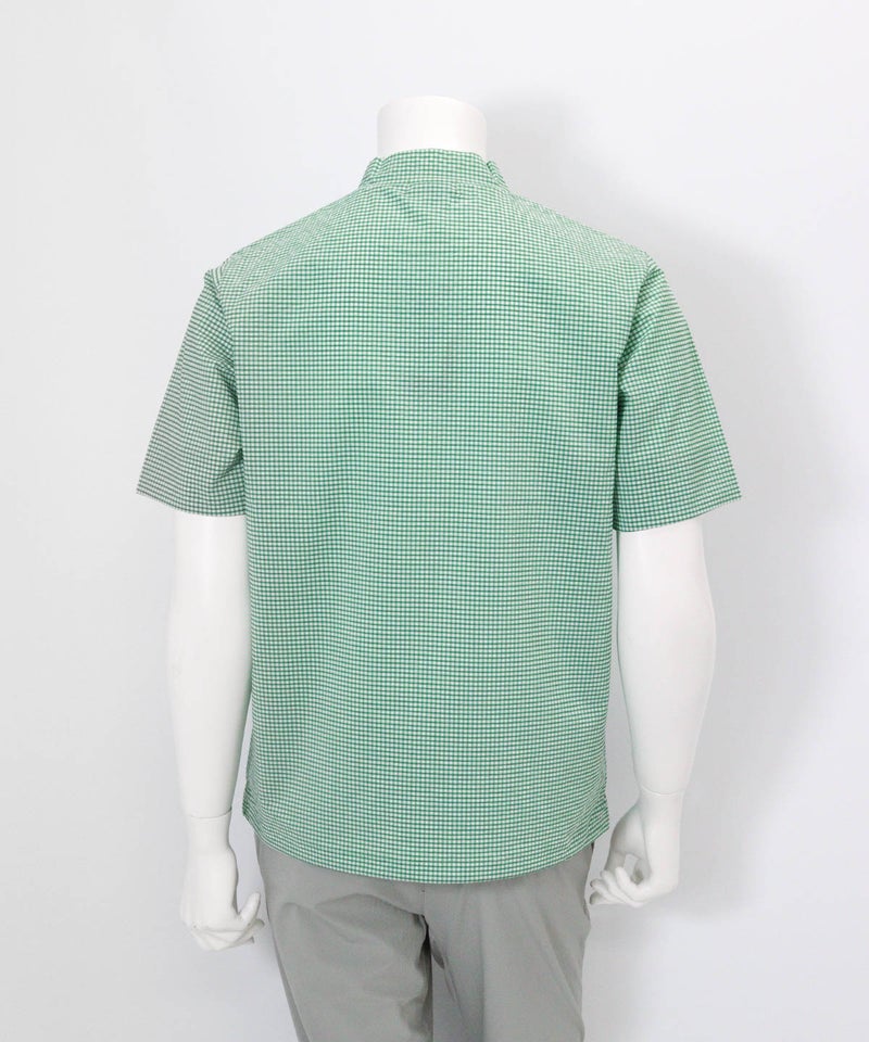 【メンズ】ギンガム冷感プルオーバー(グリーン)後ろ