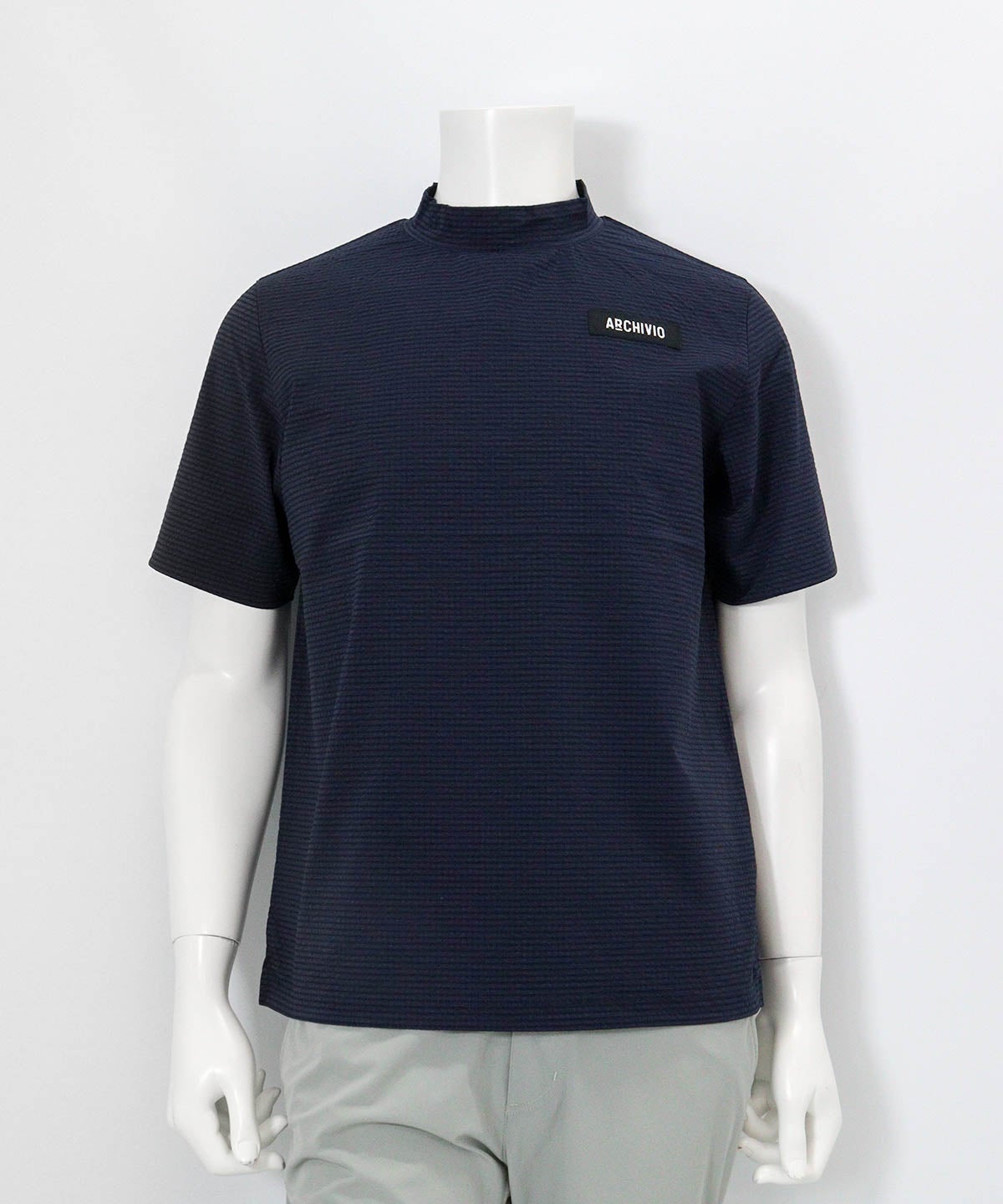 【メンズ】ギンガム冷感プルオーバー(ネイビー)前