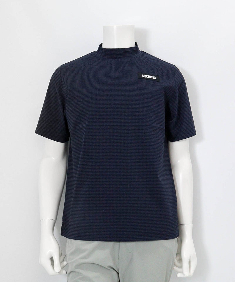 【メンズ】ギンガム冷感プルオーバー(ネイビー)前