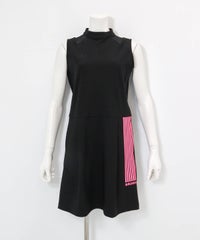 シアー切替撥水ノースリワンピース(ブラック)前