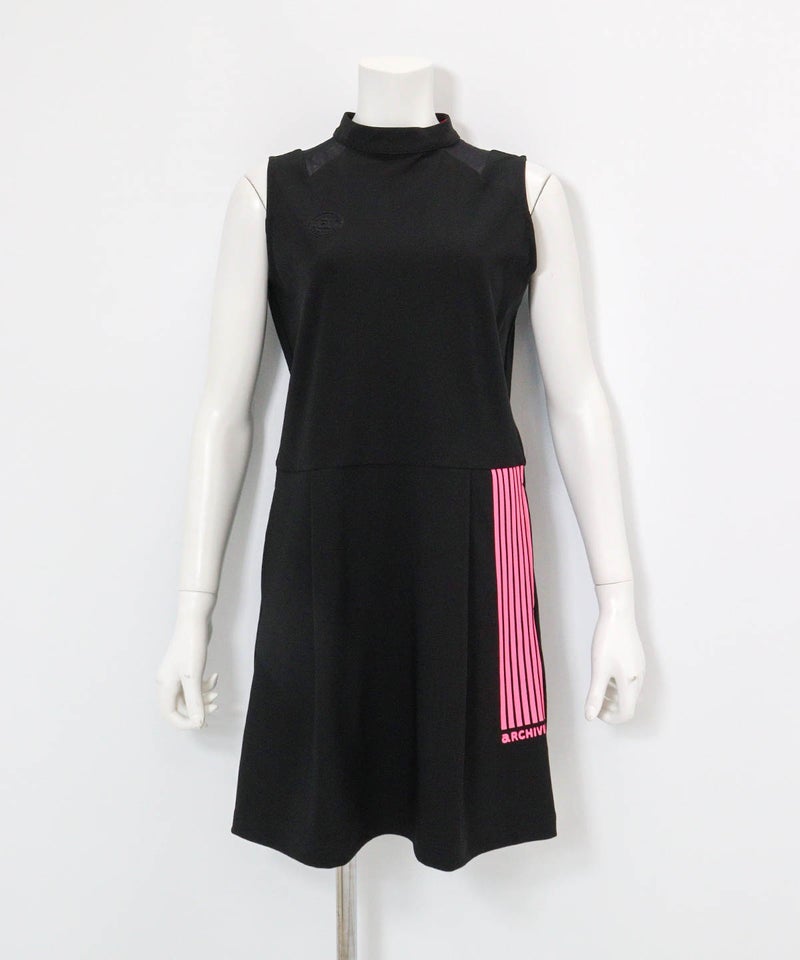 シアー切替撥水ノースリワンピース(ブラック)前