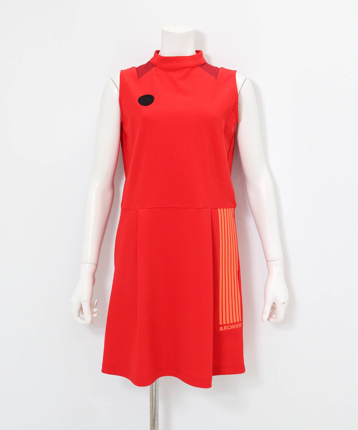 シアー切替撥水ノースリワンピース(レッド)前