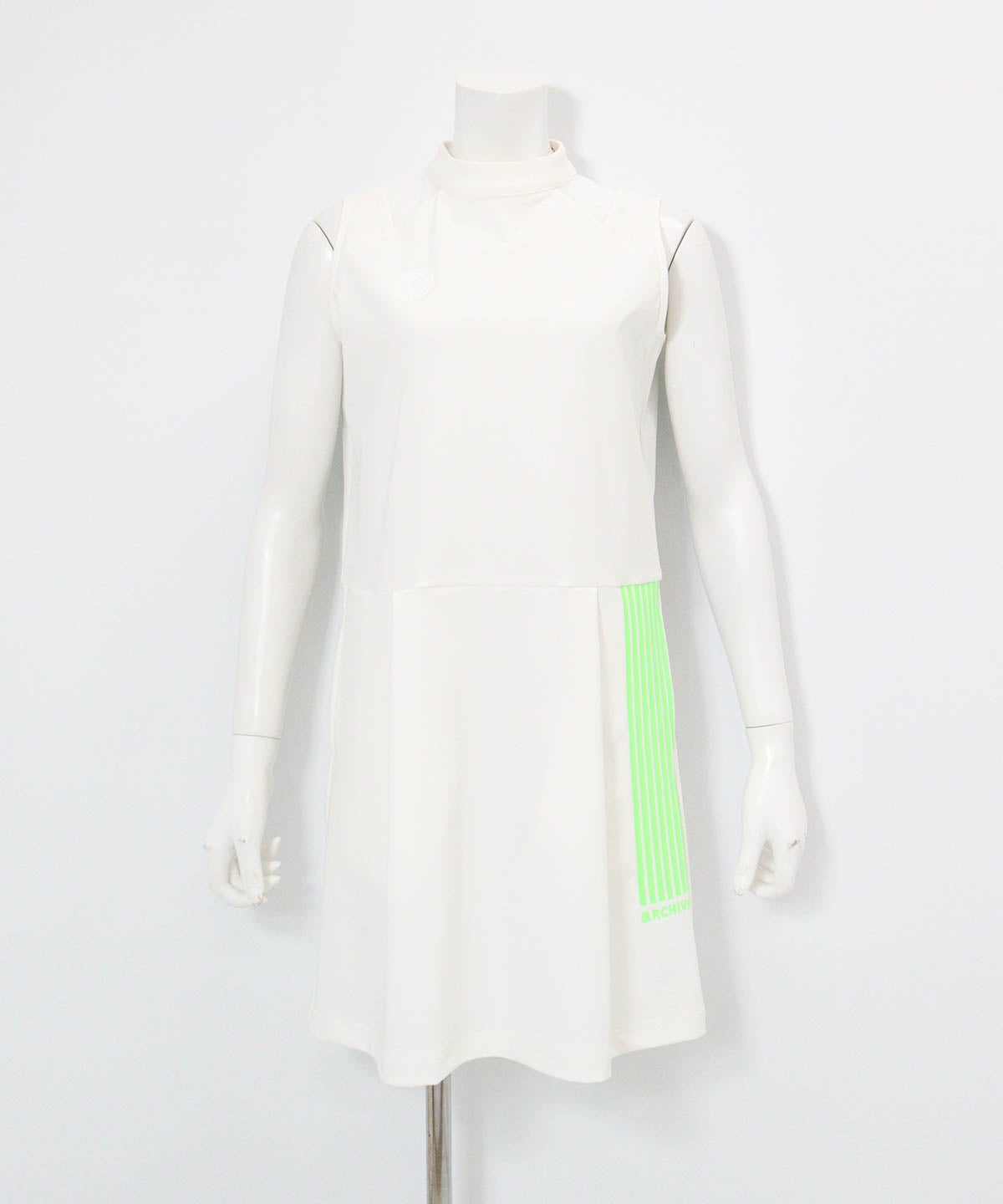 シアー切替撥水ノースリワンピース(ホワイト)前