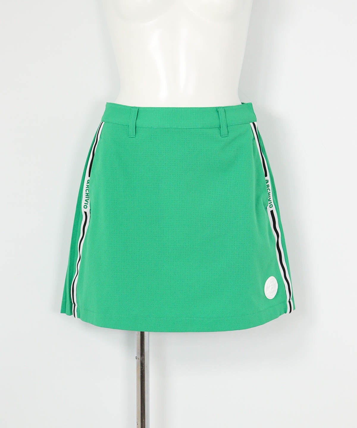 パックプリーツ通気速乾スカート(グリーン)前