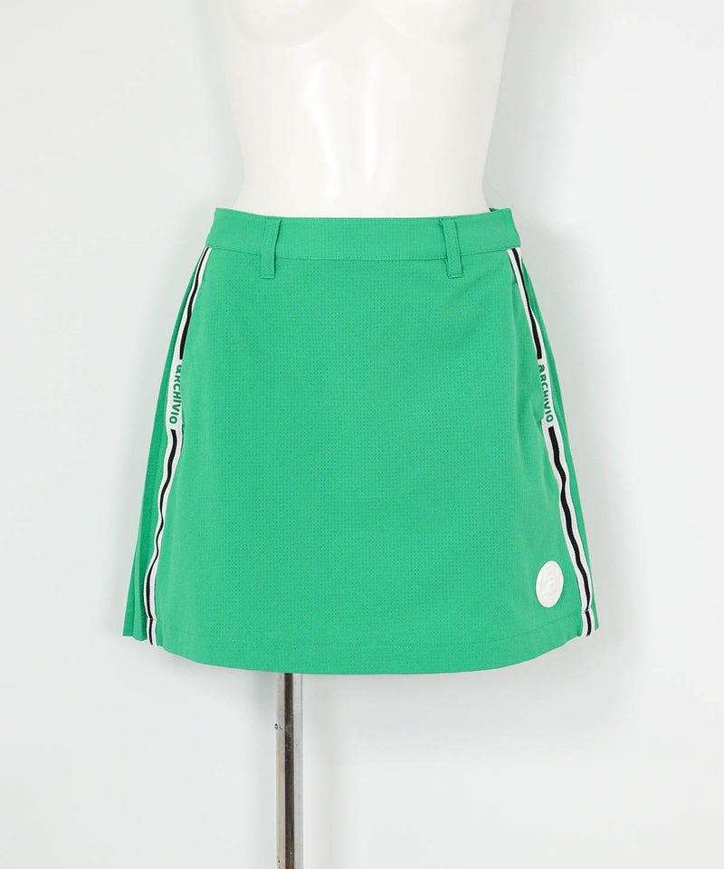 パックプリーツ通気速乾スカート(グリーン)前