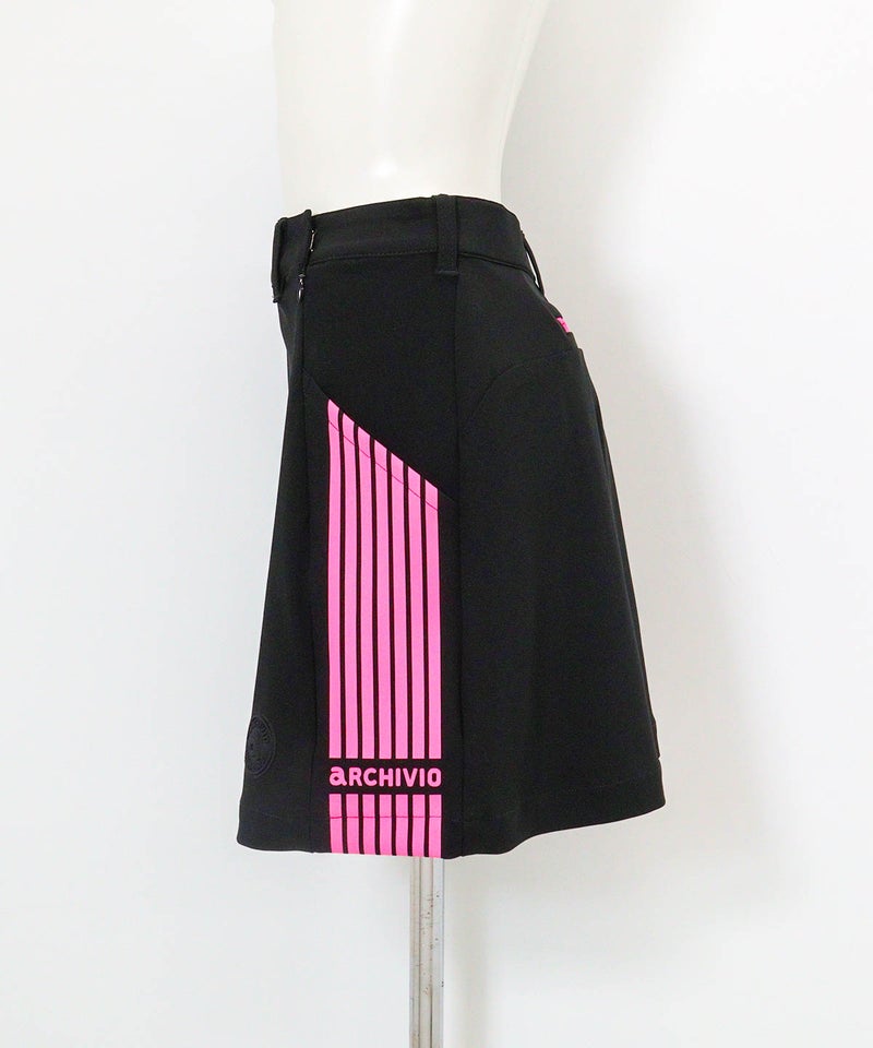 マーカー付き撥水フレアスカート(ブラック)横