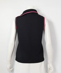 アシメ襟UV速乾ノースリプルオーバー(ブラック)後ろ