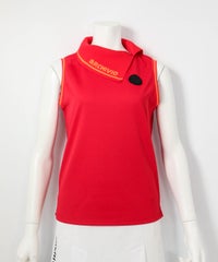 アシメ襟UV速乾ノースリプルオーバー(レッド)前