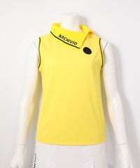 アシメ襟UV速乾ノースリプルオーバー(イエロー)前
