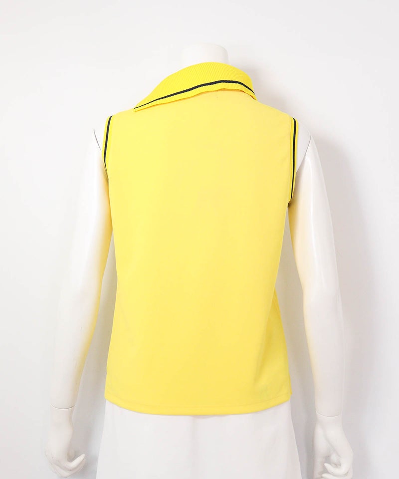 アシメ襟UV速乾ノースリプルオーバー(イエロー)後ろ