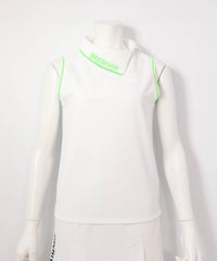 アシメ襟UV速乾ノースリプルオーバー(ホワイト)前