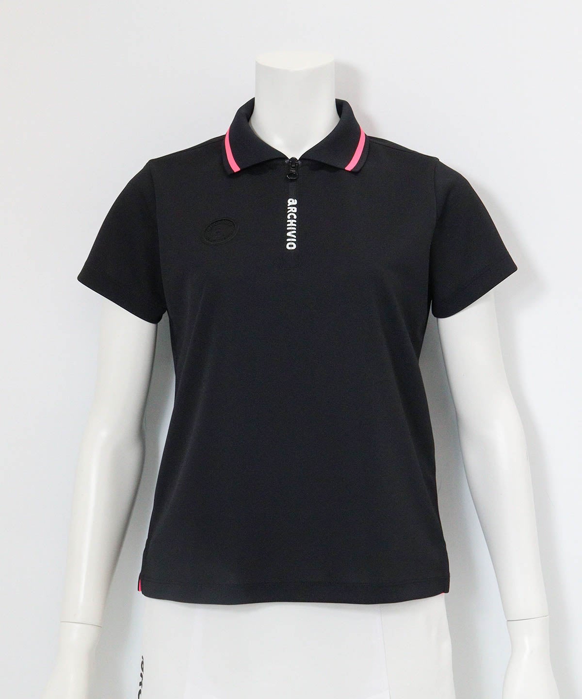 UV速乾ロゴジップポロシャツ(ブラック)前