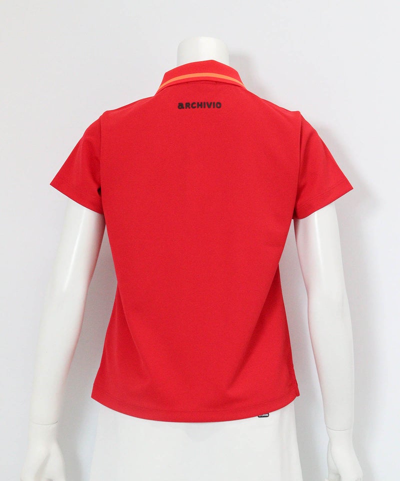 UV速乾ロゴジップポロシャツ(レッド)後ろ