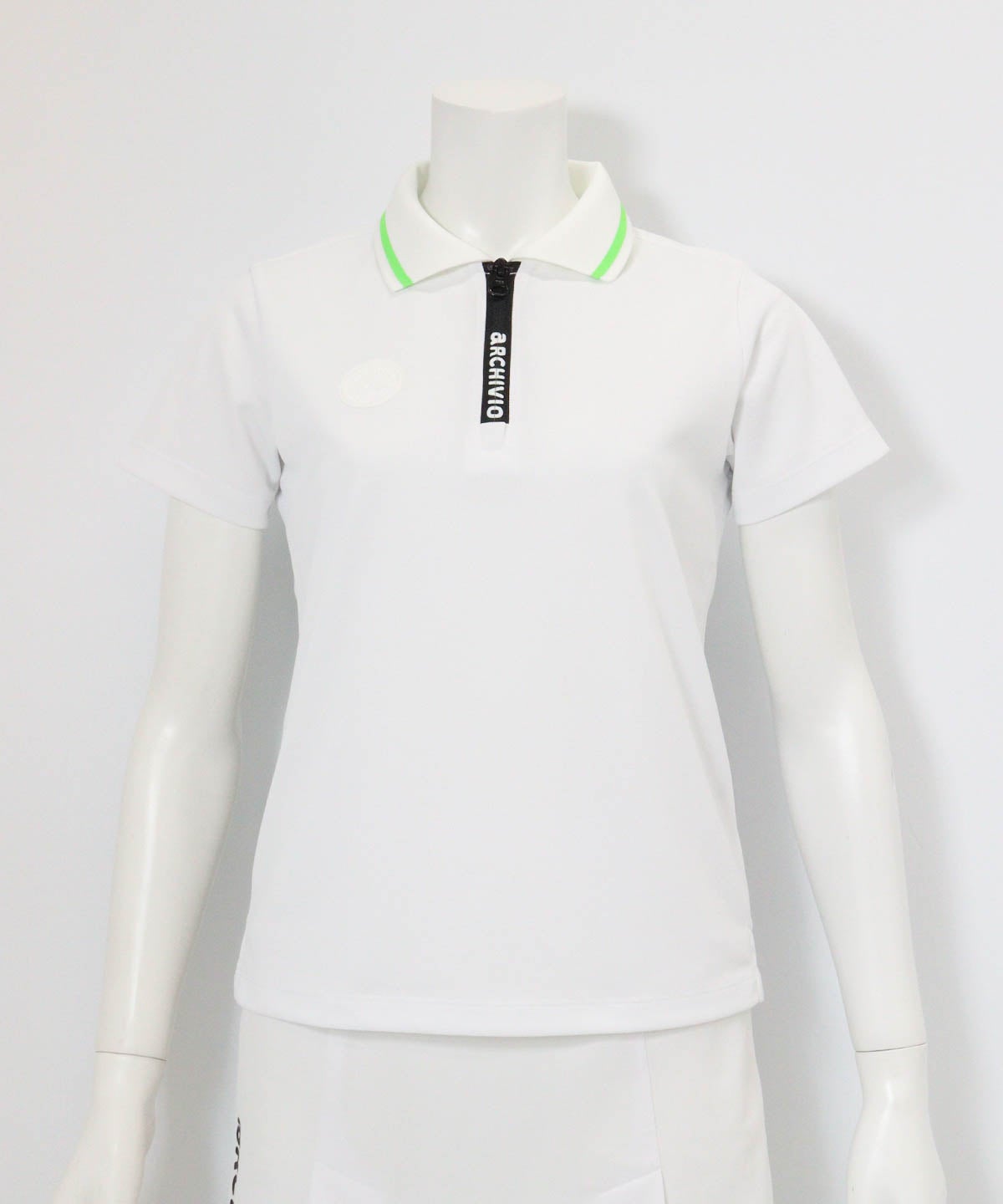 UV速乾ロゴジップポロシャツ(ホワイト)前