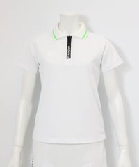 UV速乾ロゴジップポロシャツ(ホワイト)前
