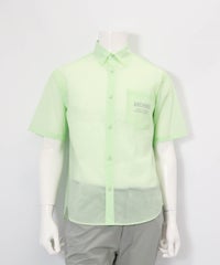 【メンズ】撥水冷感シアーシャツ(ライトグリーン)前