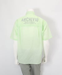 【メンズ】撥水冷感シアーシャツ(ライトグリーン)後ろ