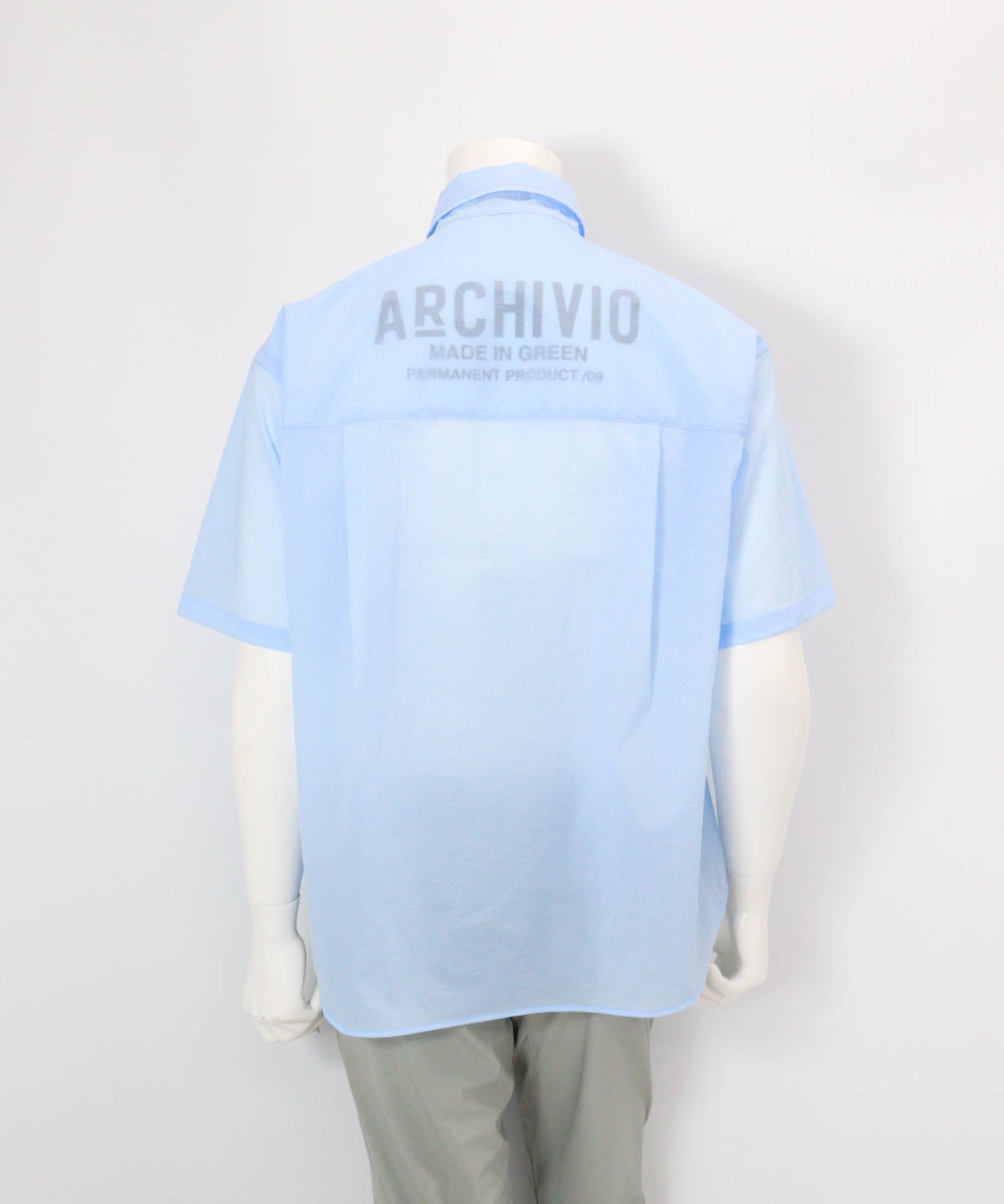 【メンズ】撥水冷感シアーシャツ(ライトブルー)後ろ