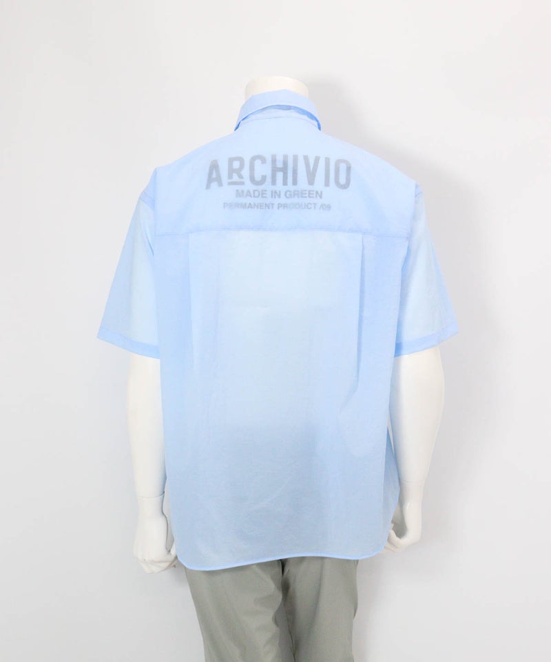 【メンズ】撥水冷感シアーシャツ(ライトブルー)後ろ