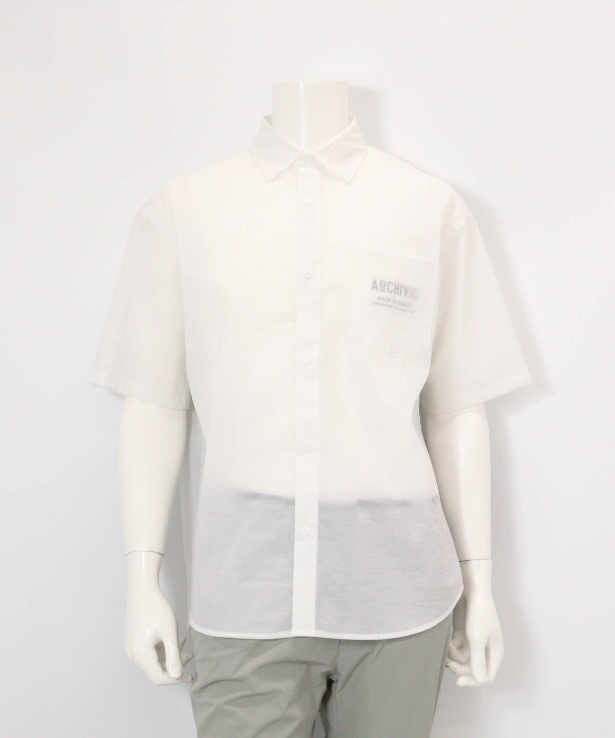 【メンズ】撥水冷感シアーシャツ(ホワイト)前