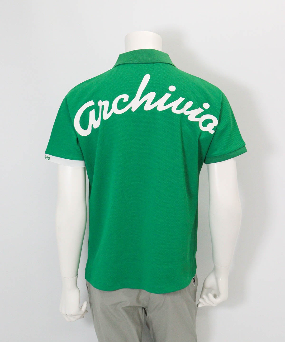 【メンズ】UV速乾ドルマンポロシャツ(グリーン)後ろ