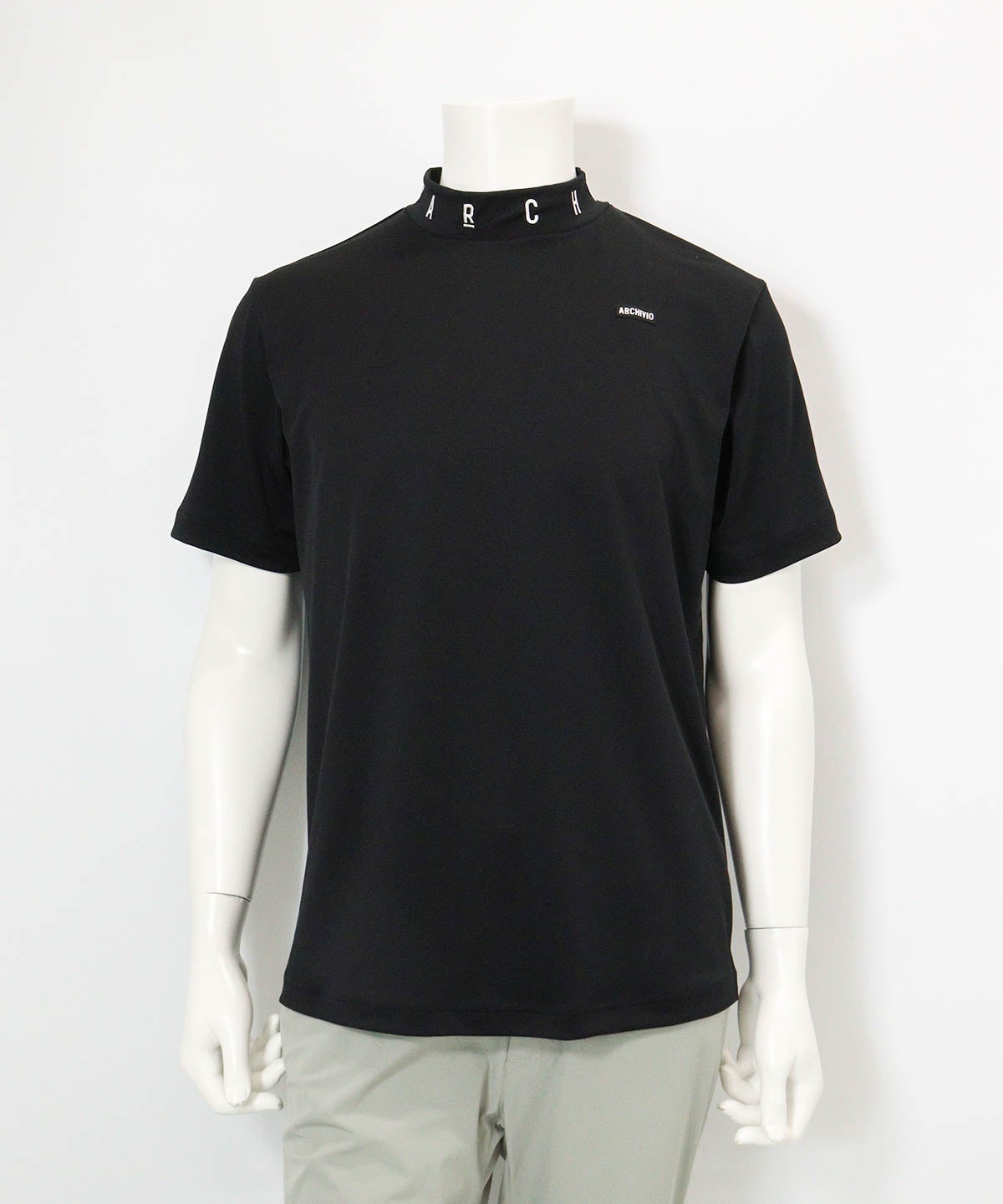 【メンズ】ネック刺繍UV速乾プルオーバー(ブラック)前