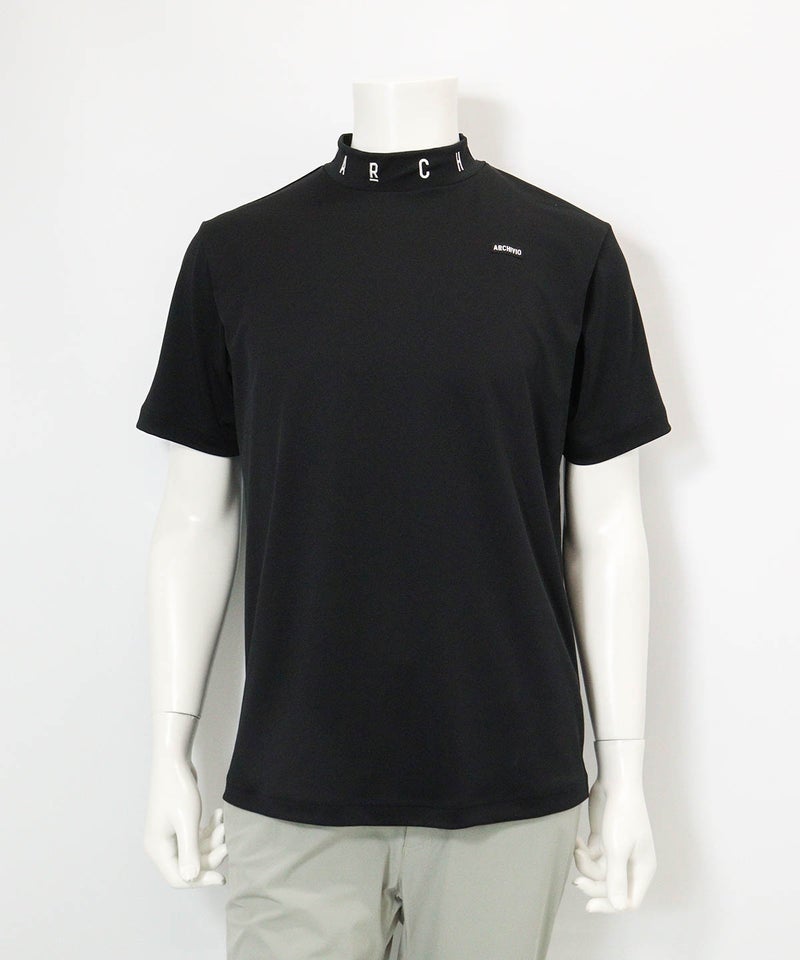 【メンズ】ネック刺繍UV速乾プルオーバー(ブラック)前