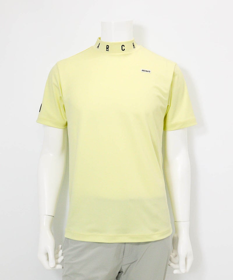 【メンズ】ネック刺繍UV速乾プルオーバー(イエロー)前