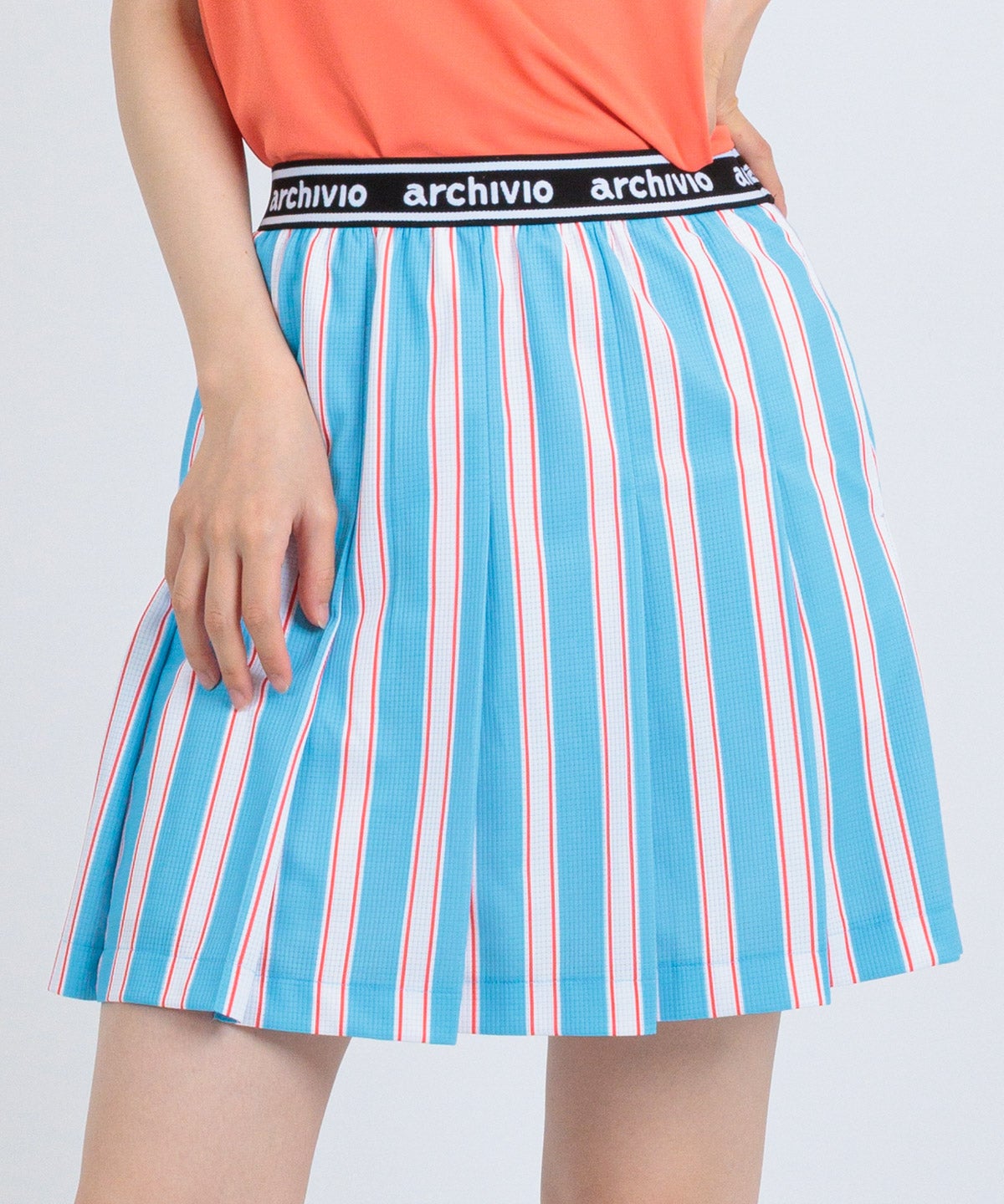 ストライプ柄速乾プリーツスカート|アルチビオ - ゴルフウェアや婦人服通販