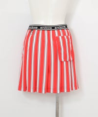 ストライプ柄速乾プリーツスカート(レッド)後ろ