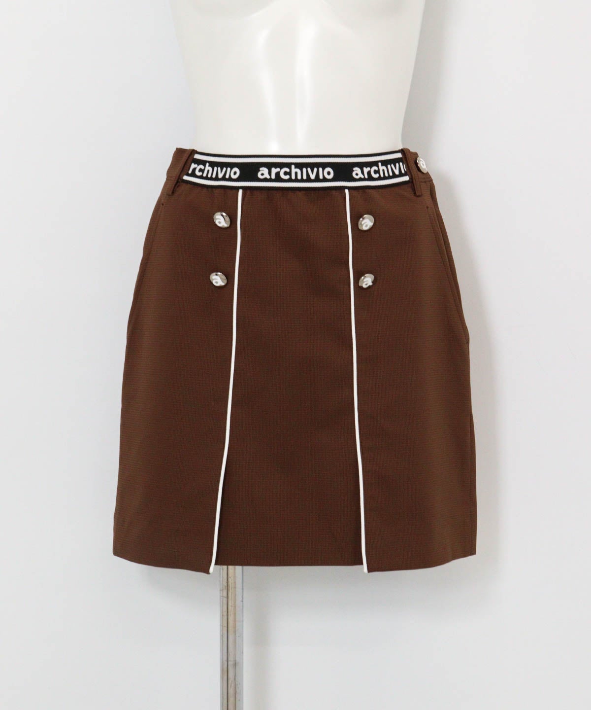 UV速乾パイピングラインスカート(ブラウン)前