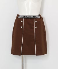 UV速乾パイピングラインスカート(ブラウン)前