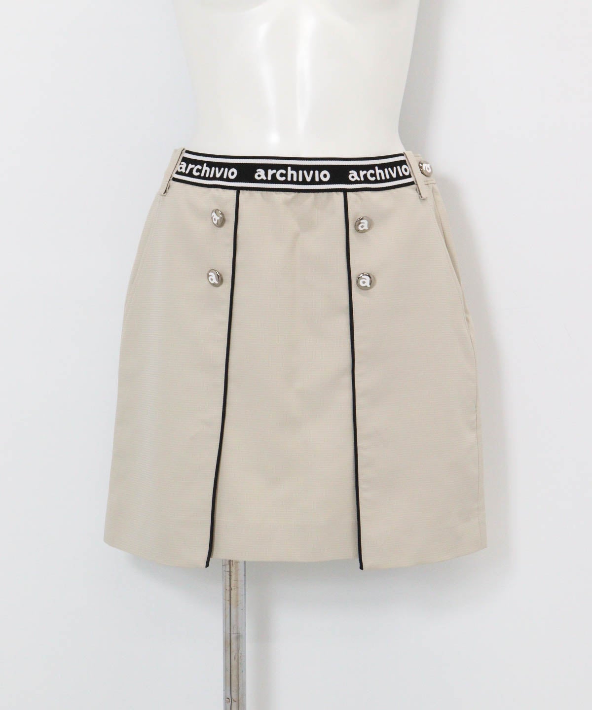 UV速乾パイピングラインスカート(ベージュ)前