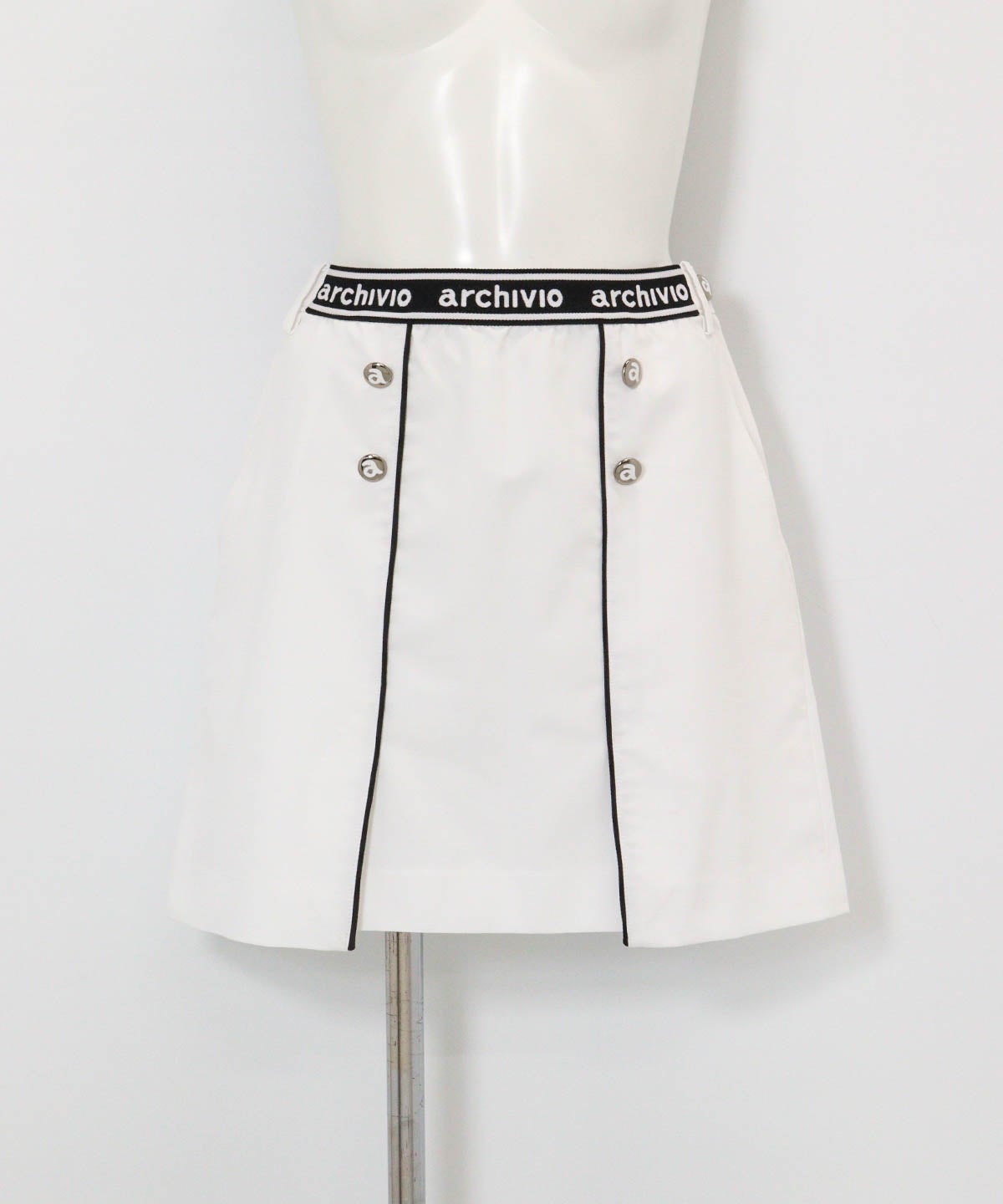 UV速乾パイピングラインスカート(ホワイト)前