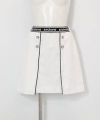UV速乾パイピングラインスカート(ホワイト)前