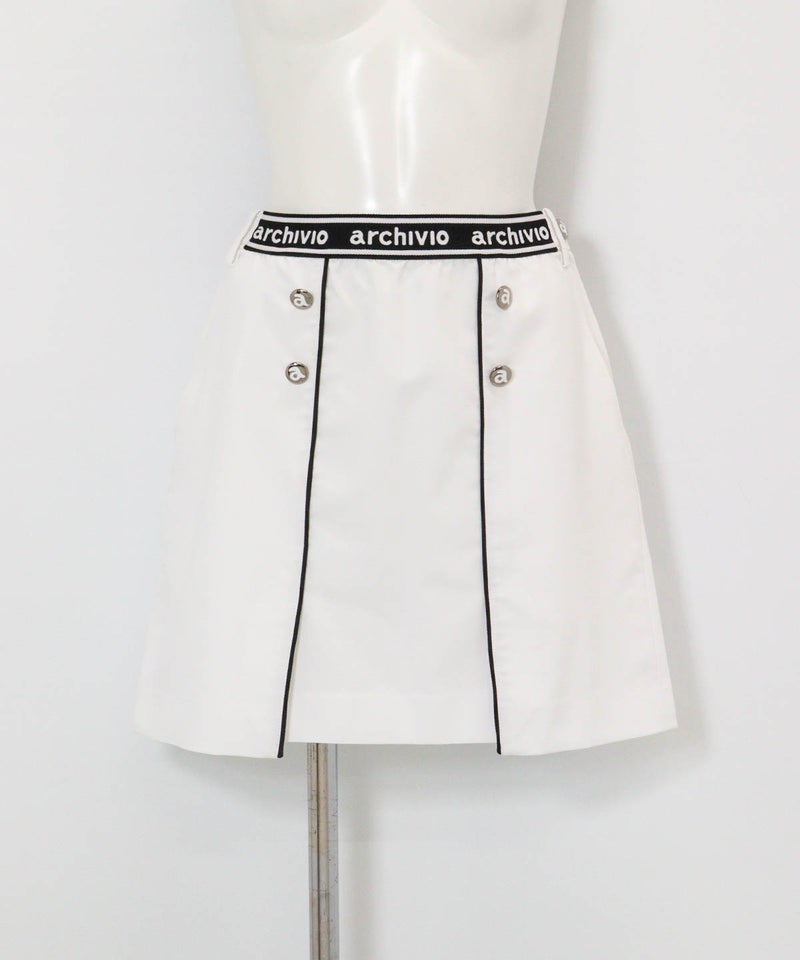 UV速乾パイピングラインスカート(ホワイト)前