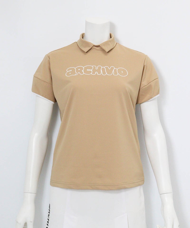 立体スリーブ襟付きプルオーバー(ベージュ)前