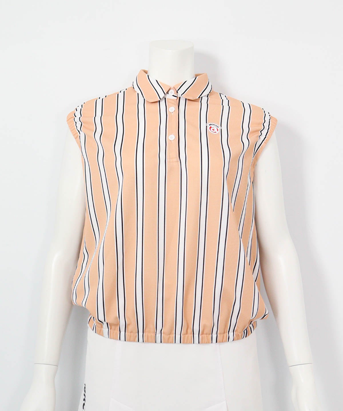 ストライプ柄ノースリ速乾プルオーバー(ベージュ)前