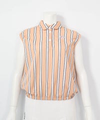 ストライプ柄ノースリ速乾プルオーバー(ベージュ)前