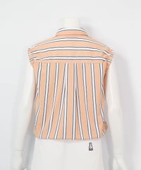 ストライプ柄ノースリ速乾プルオーバー(ベージュ)後ろ