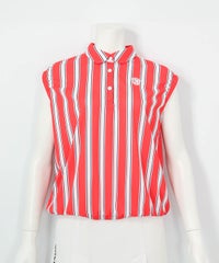 ストライプ柄ノースリ速乾プルオーバー(レッド)前