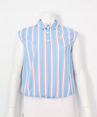 ストライプ柄ノースリ速乾プルオーバー(ブルー)前