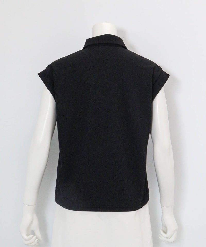 UV速乾ジップ襟プルオーバー(ブラック)後ろ